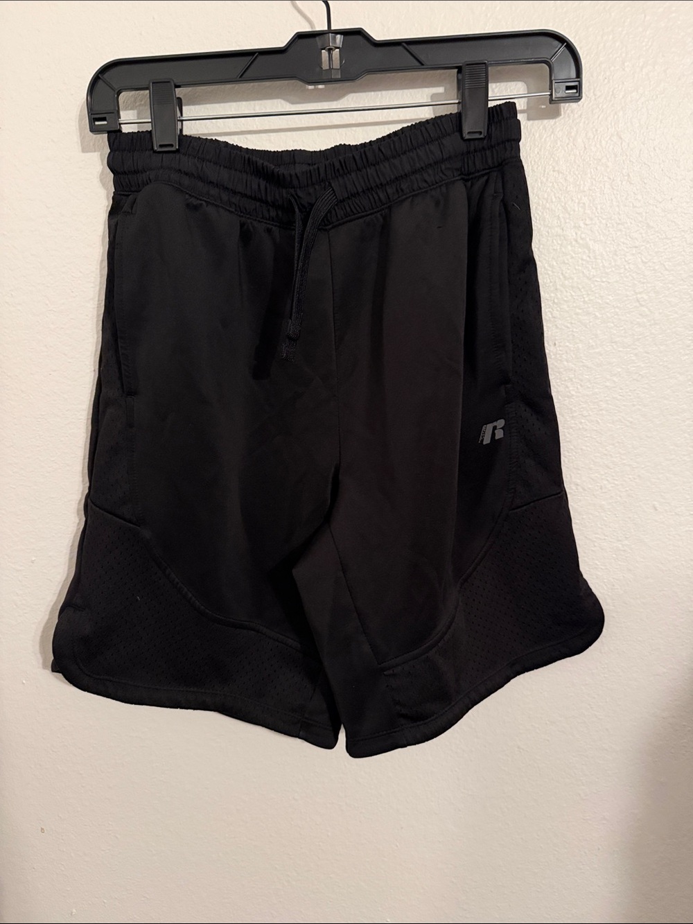 Russell Athletic Black Men's Training Shorts with Mesh Panels